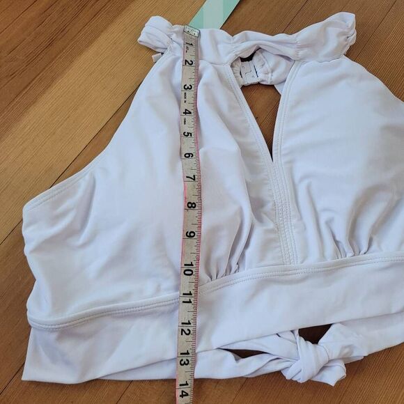 NWT Dressfo 3XL white halter neck swim top bikini open back summer minimalist - Picture 10 of 10
